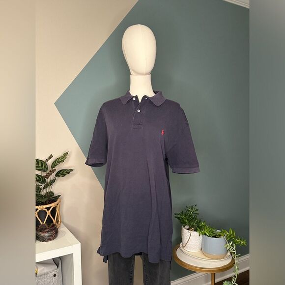 Polo Ralph Lauren Men’s Medium Navy Collared Shirt, Red Logo, Classic Fit - Picture 2 of 11